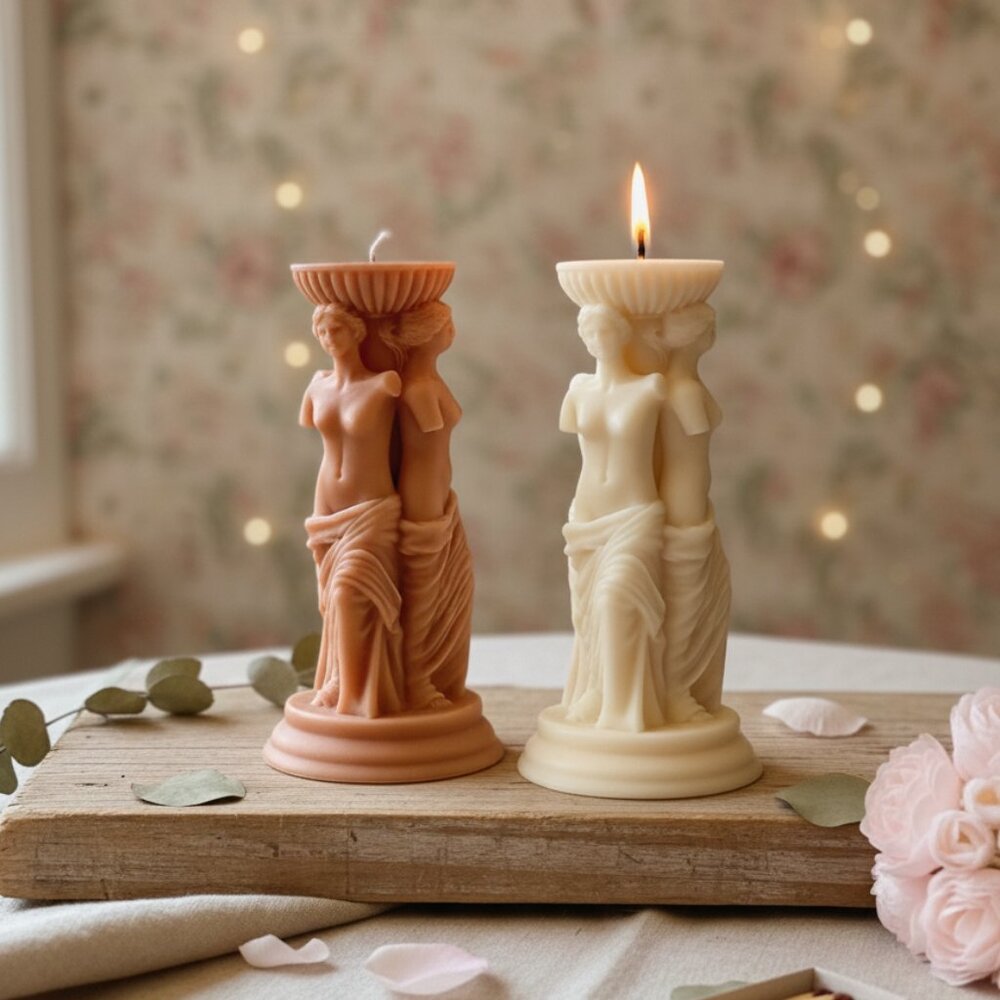 Goddess Trio Sculpture Candle – Handcrafted Soy Wax Art
